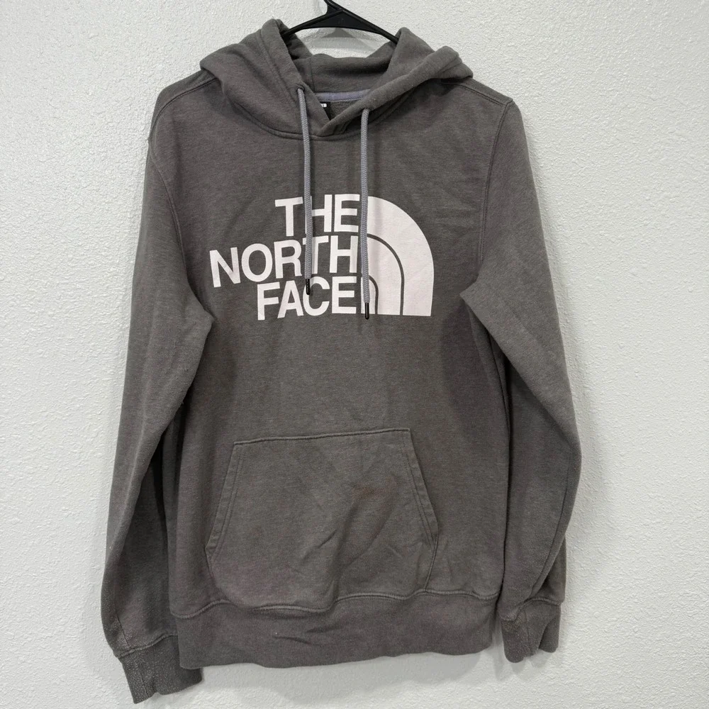 The North Face Mens Gray Logo Pullover Hoodie Sweatshirt Size Small S‎